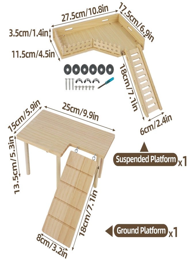 Dmnnlp Wooden Hamster Cage Platform, Chinchilla Ledges, Activity Playground Habitat Decor, Hamster Cage Accessories for Dwarf Syrian Guinea Pigs Gerbil Rat Mice or Small Pets - Image 2